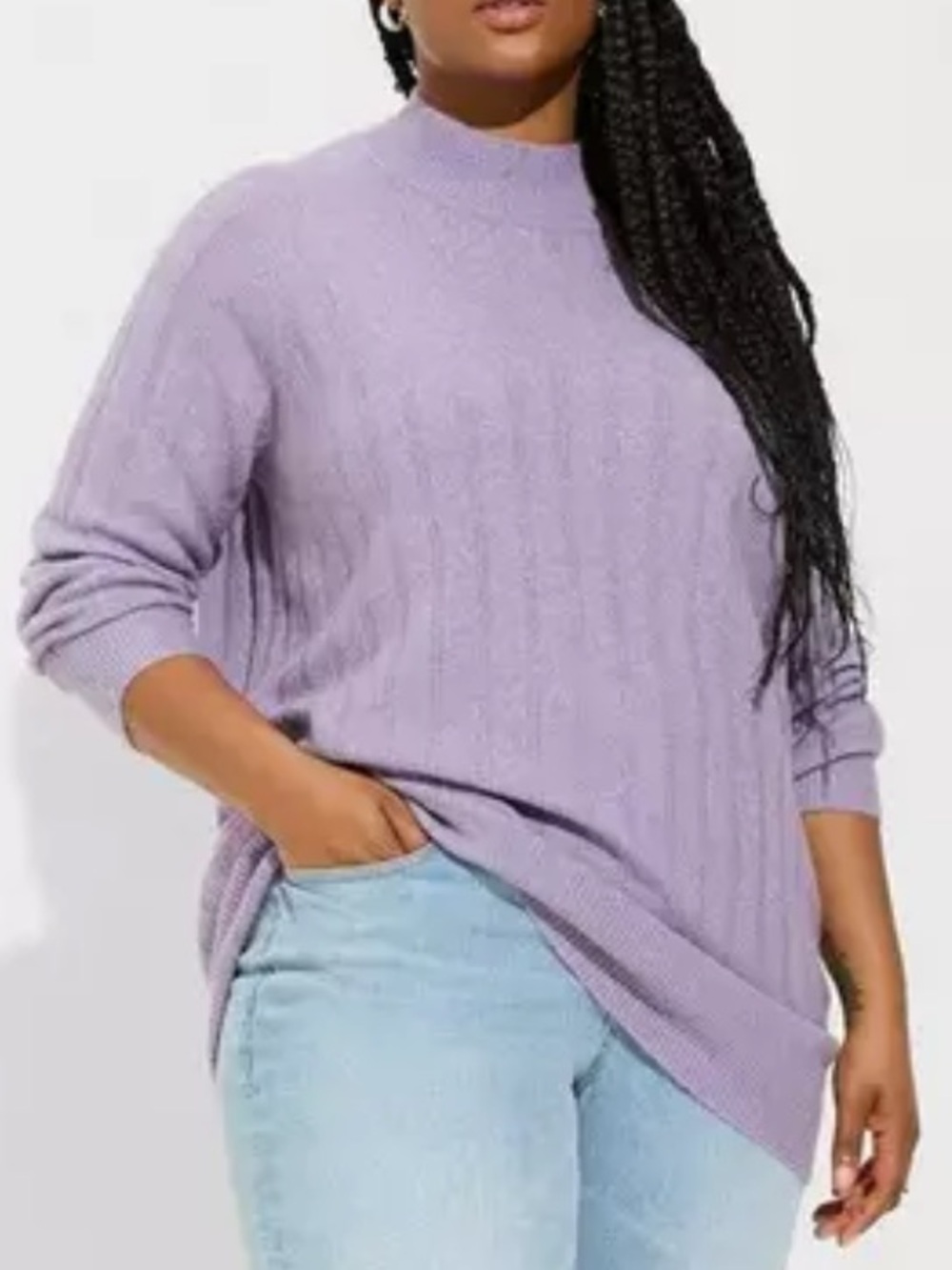 Torrid 2X Vegan Cashmere Turtleneck Tunic Sweater Dusk Lavender